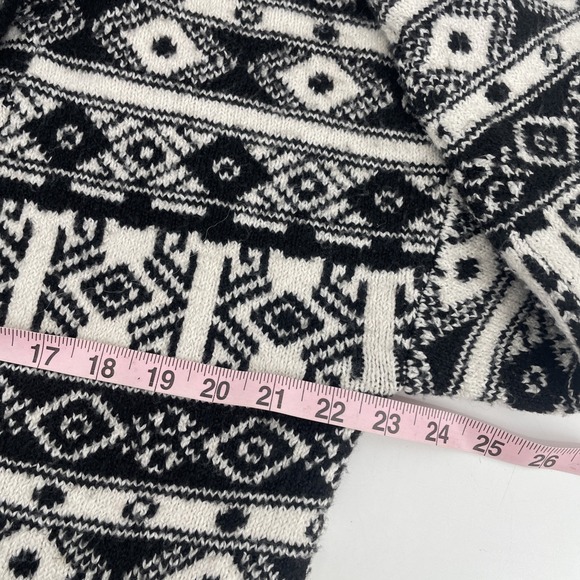 Rachel Zoe Open Sweater Belted Cardigan Women's Medium Aztec Black Ivory Thick - Picture 7 of 8